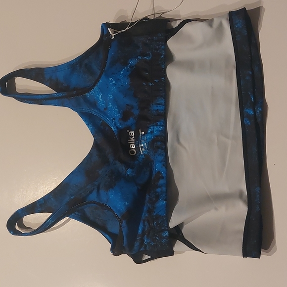 Oalka crop tan top heart bra athletic top tie Dye navy size‎ XS - Picture 7 of 8